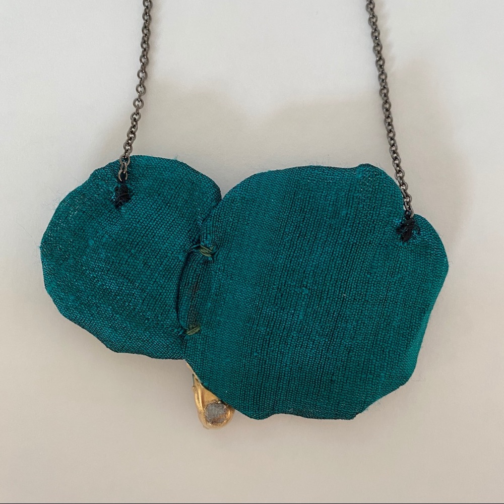 Statement Handmade Fabric Floral Necklace - Picture 5 of 6
